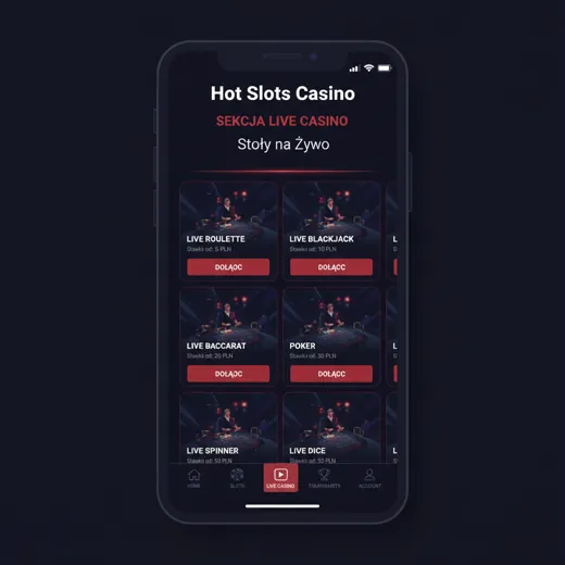 Sekcja live casino - stoły na żywo